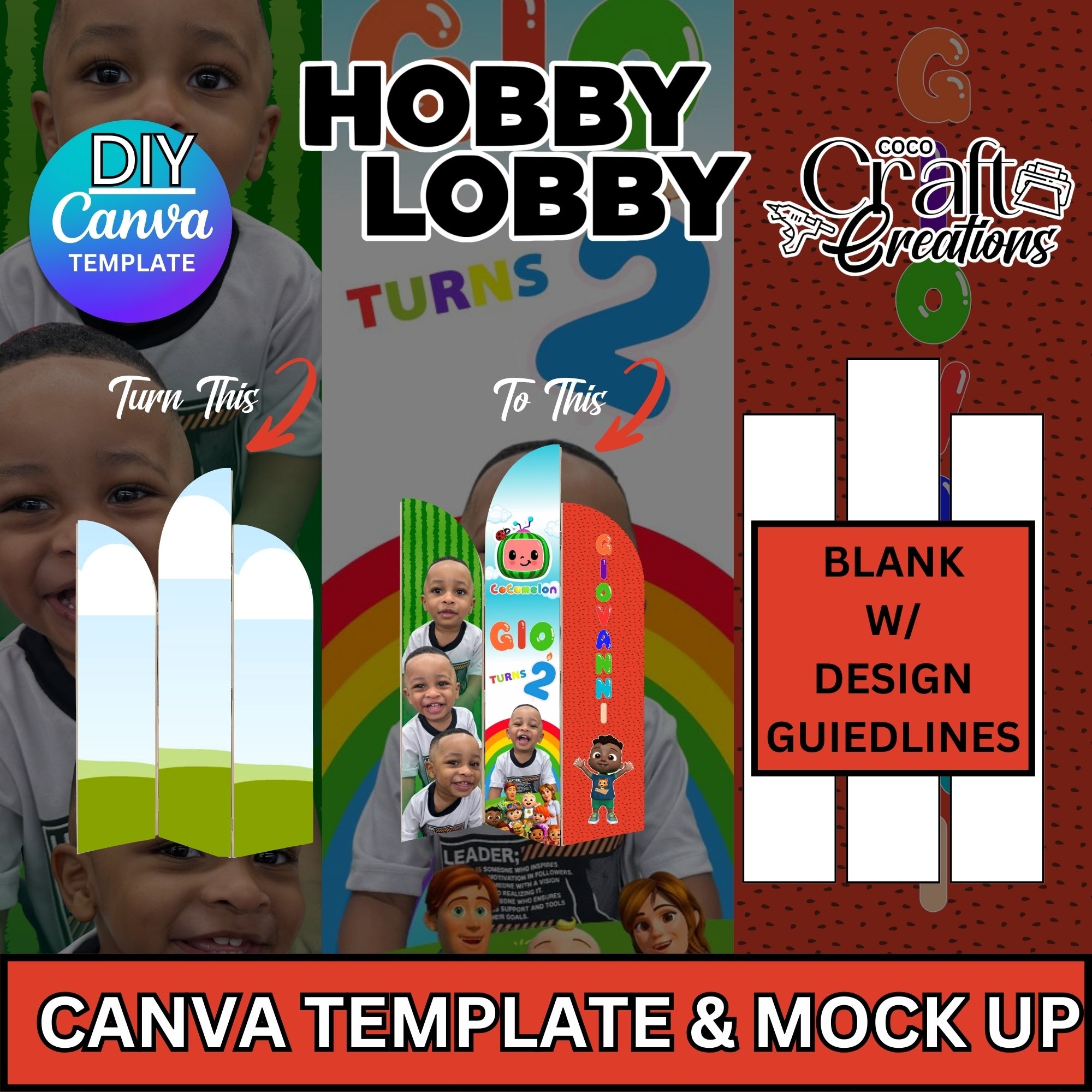 Hobby Lobby Wood Arch Panel Backdrop Template for Canva| Mockup Included | Drag and Drop Design in Canva